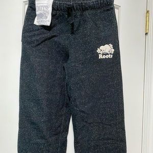Girls Roots black sweatpants with ROOTS at back